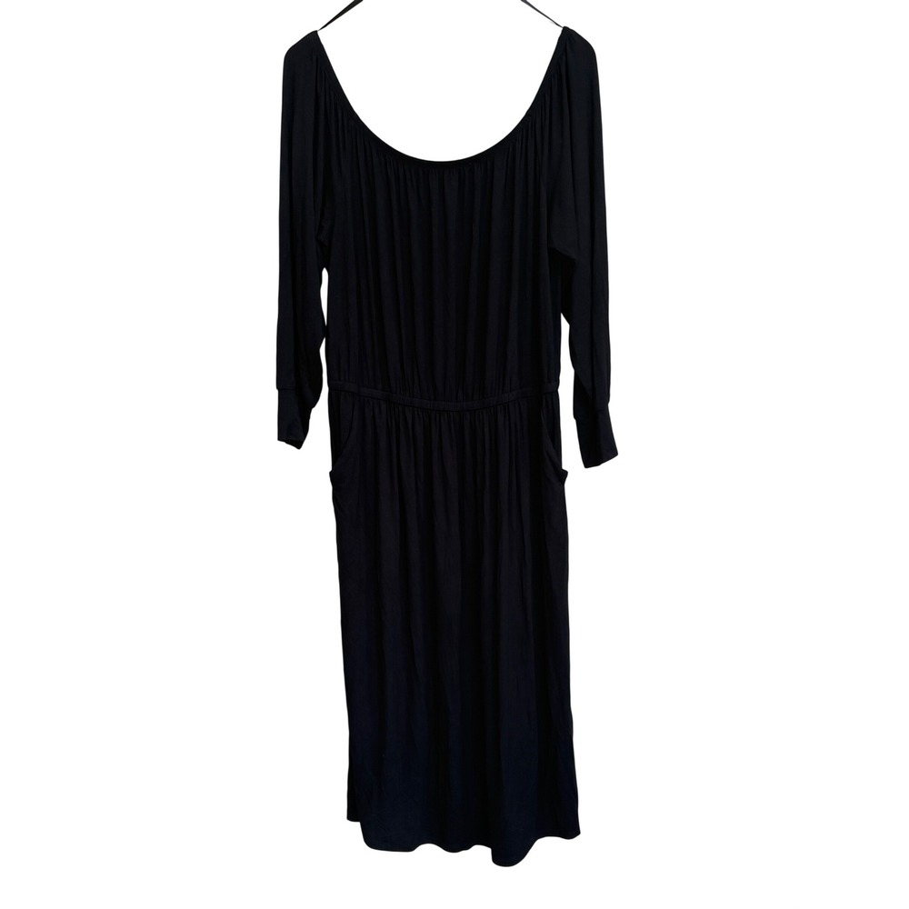 Torrid Super Soft Black Knit Long Sleeve Midi Dress Plus Size 1 1X Scoop Neck - Picture 2 of 7